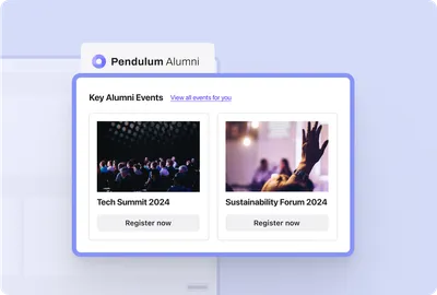 Screenshot of the Beamery Alumni Portals - Showcasing Alumni events