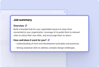Screenshot of Beamery Candidate Portals product - AI personalized Job description