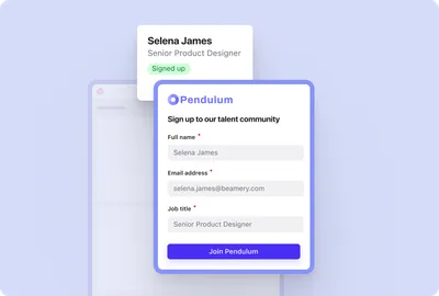 Screenshot of the Beamery Candidate Portals product - Candidate signing up to the Talent Community