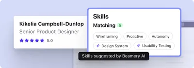 Screenshot - Candidate skills matched by Beamery AI