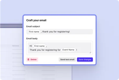 Screenshot of Beamery product - Building an email with personalization tokens
