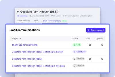 Screenshot - Email Communications for Event