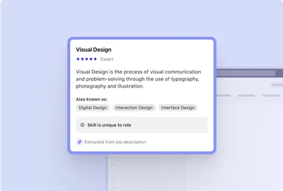Screenshot of Beamery product - Showcasing a skill and alternative namings to provide consistency and quality of skills data within organizations