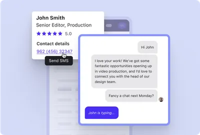 Screenshot of the Beamery product - SMS texting candidate with Beamery platform